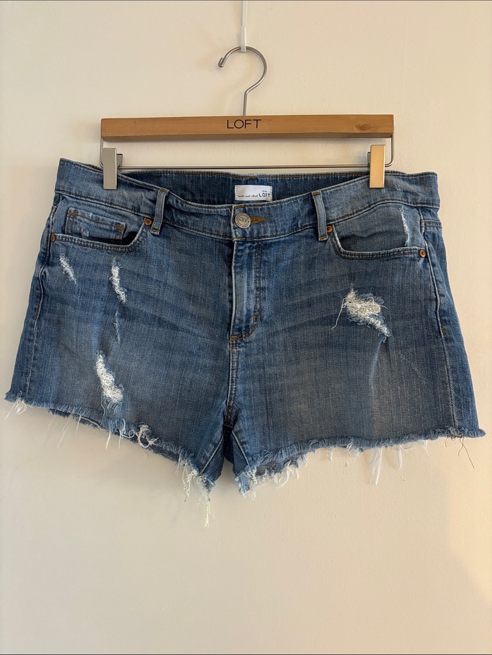 LOFT Distressed Blue Denim Jean Shorts